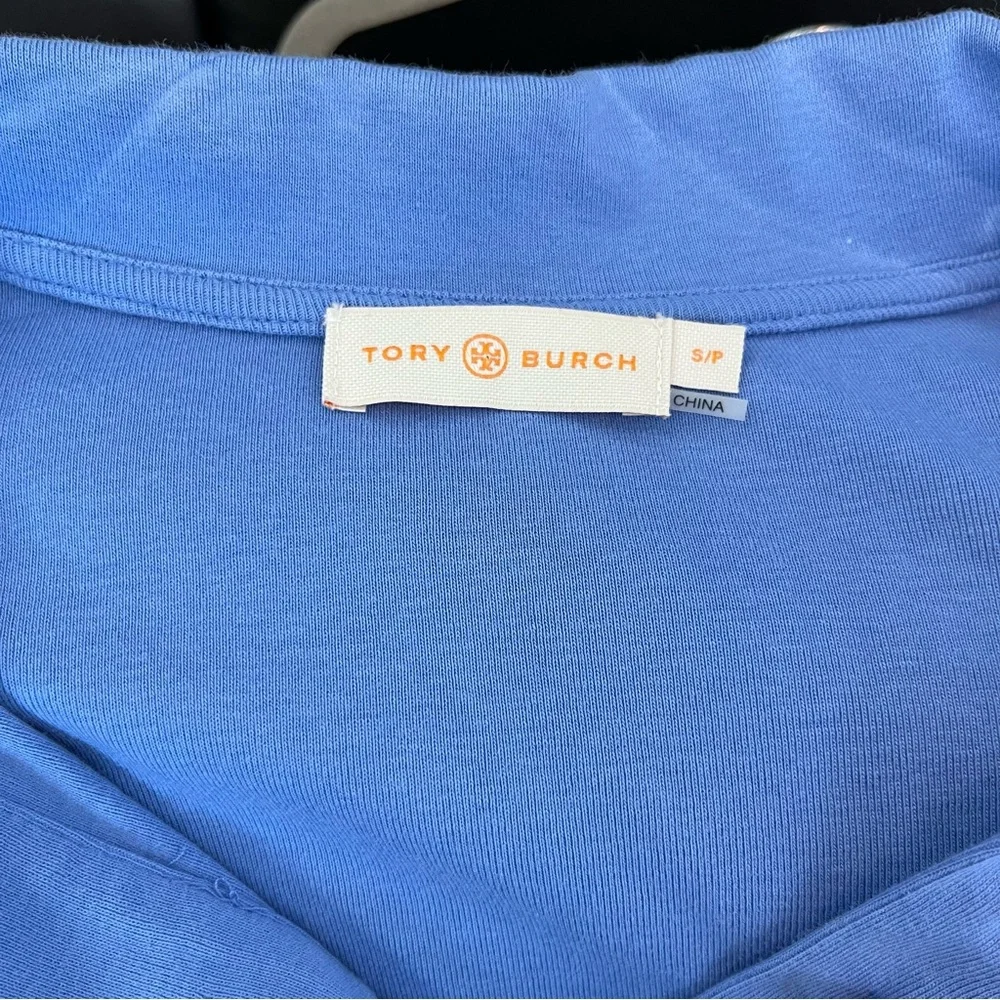 Tory Burch Lennox Cotton Polo Shirt Top Gold Logo Buttons